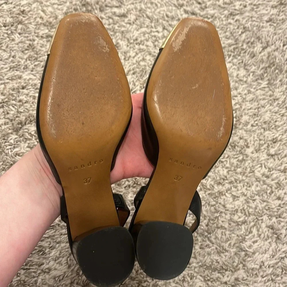 Sandro Linette Decorative Toe Leather Sandals - Picture 3 of 7
